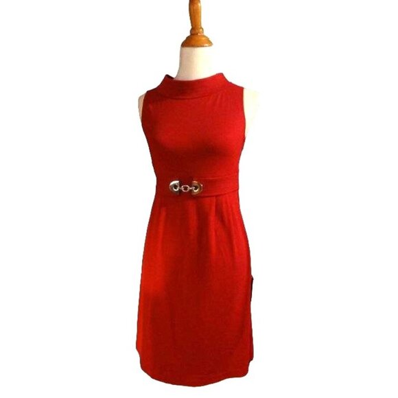 🆕 MUSE Classic Ponte Knit Dress Red 6 - Picture 3 of 10